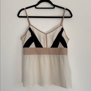 Loft Cream Tank Top with Black/Tan Details